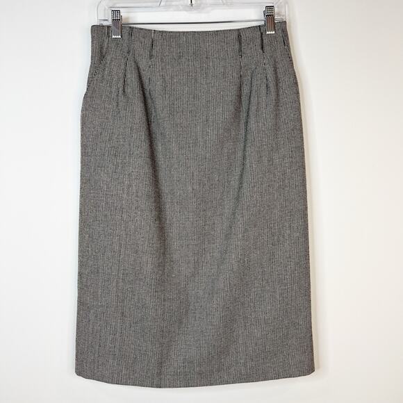 Vtg Evan Picone High Waisted Wool Pencil Skirt Sz 10 USA Union Made Houndstooth - Picture 1 of 12